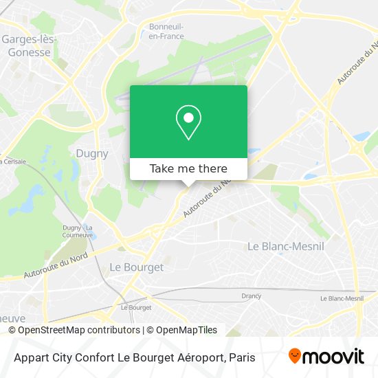 Mapa Appart City Confort Le Bourget Aéroport