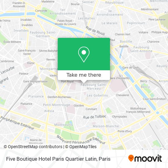 Five Boutique Hotel Paris Quartier Latin map