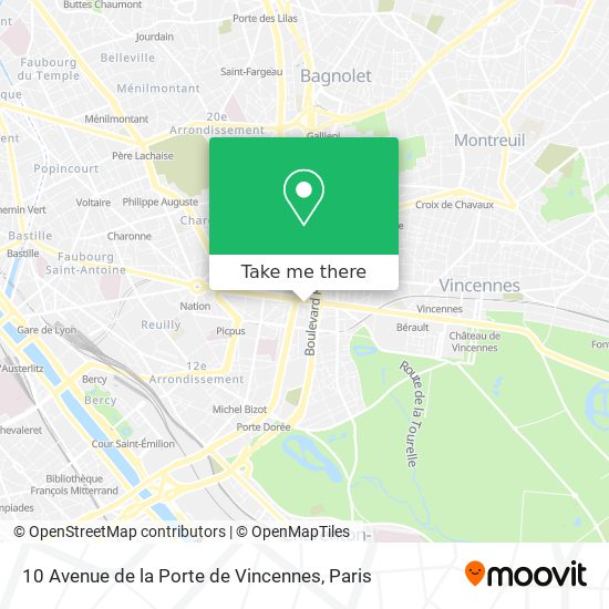 Mapa 10 Avenue de la Porte de Vincennes