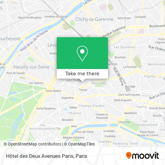 Hôtel des Deux Avenues Paris map
