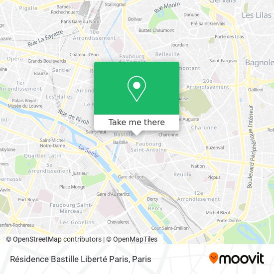 Mapa Résidence Bastille Liberté Paris