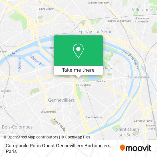 Campanile Paris Ouest Gennevilliers Barbanniers map