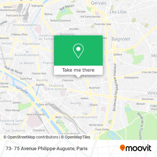 Mapa 73- 75 Avenue Philippe-Auguste