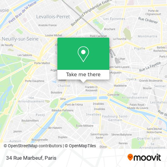 Mapa 34 Rue Marbeuf