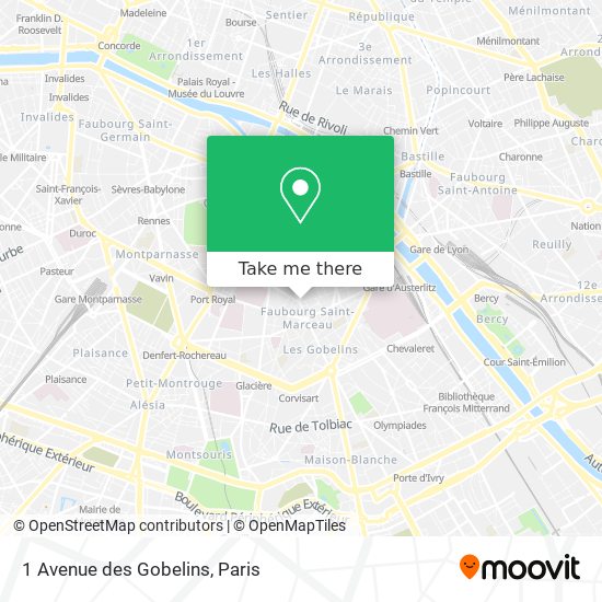 Mapa 1 Avenue des Gobelins