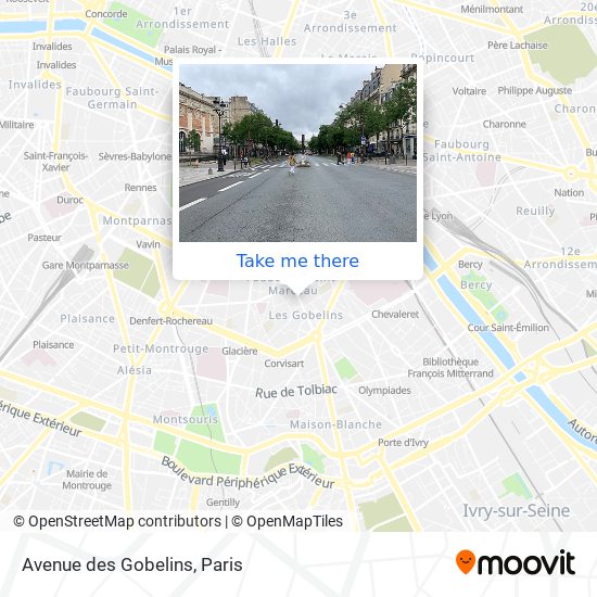 Avenue des Gobelins map