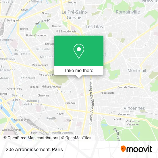 20e Arrondissement map
