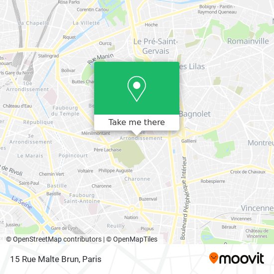 Mapa 15 Rue Malte Brun
