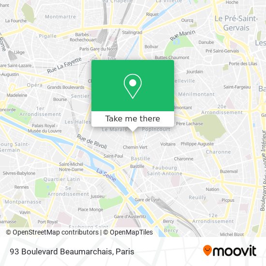 Mapa 93 Boulevard Beaumarchais