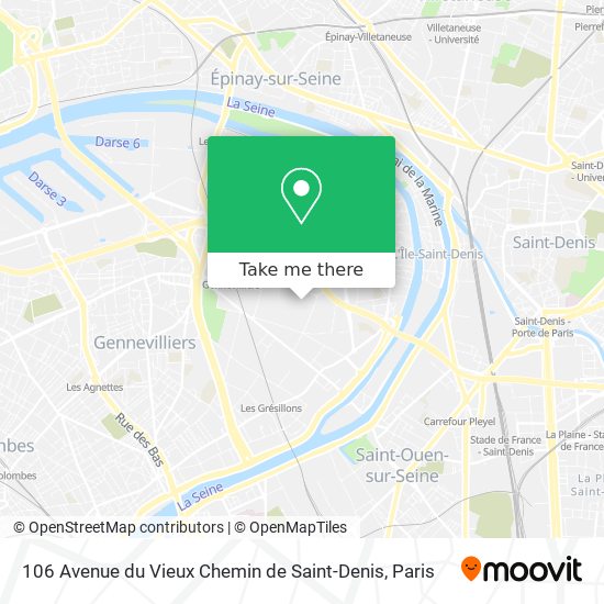 Mapa 106 Avenue du Vieux Chemin de Saint-Denis