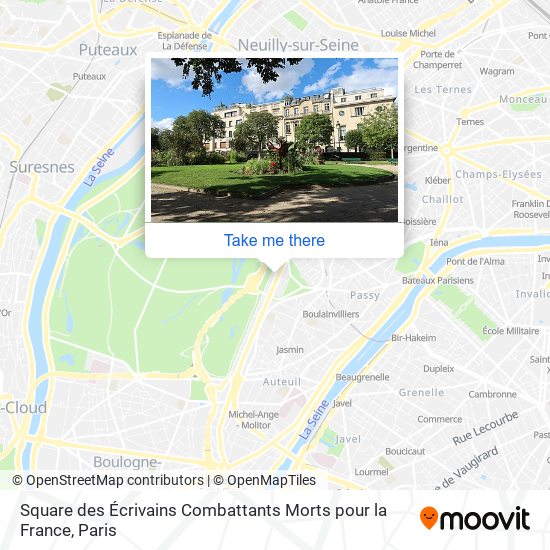 Mapa Square des Écrivains Combattants Morts pour la France