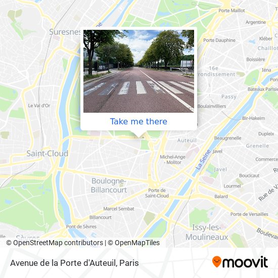 Mapa Avenue de la Porte d'Auteuil