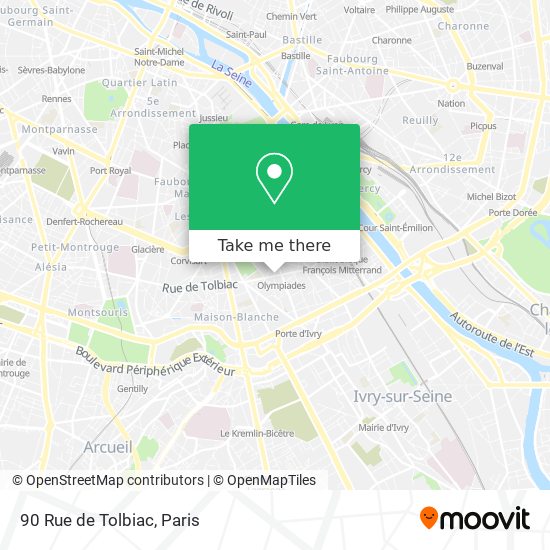 Mapa 90 Rue de Tolbiac