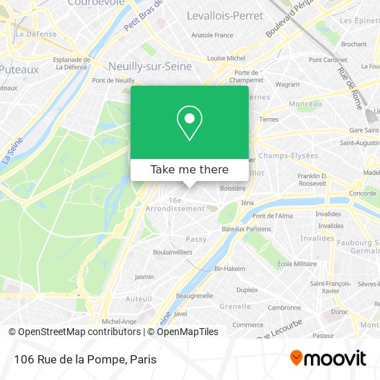Mapa 106 Rue de la Pompe