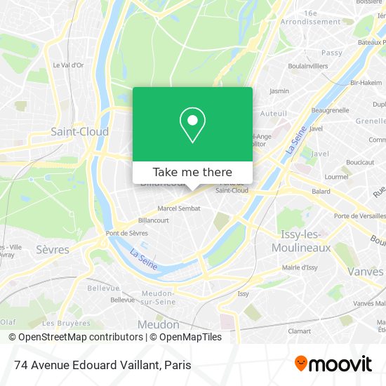 Mapa 74 Avenue Edouard Vaillant