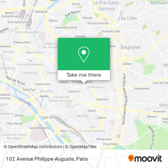 Mapa 102 Avenue Philippe-Auguste