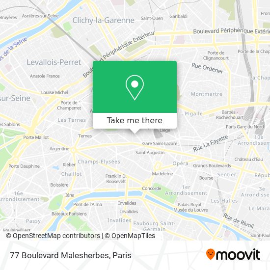 Mapa 77 Boulevard Malesherbes