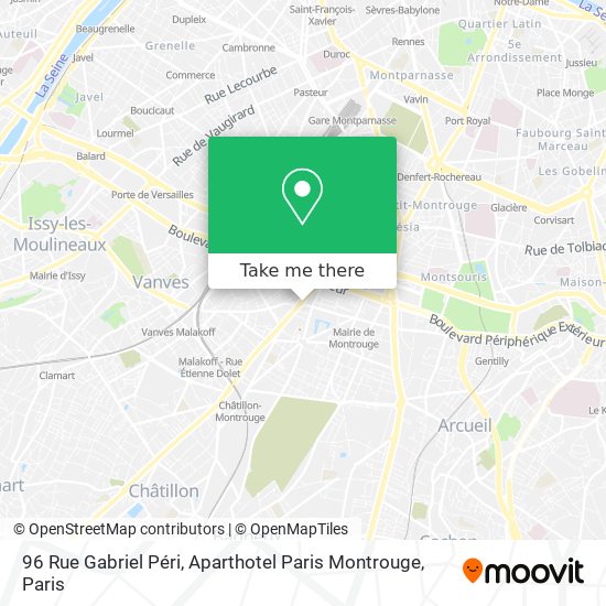 Mapa 96 Rue Gabriel Péri, Aparthotel Paris Montrouge
