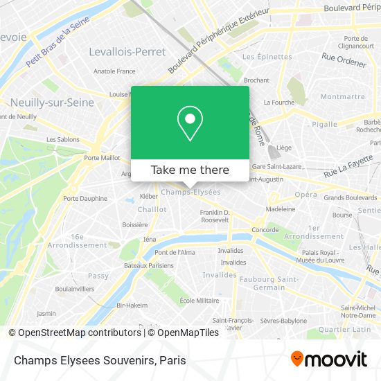 Champs Elysees Souvenirs map