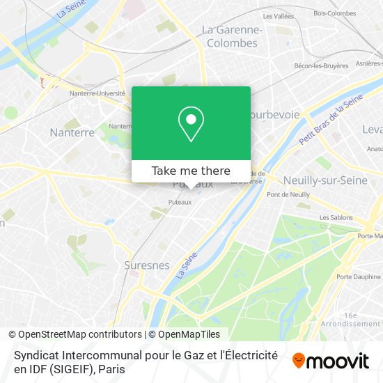 Mapa Syndicat Intercommunal pour le Gaz et l'Électricité en IDF (SIGEIF)