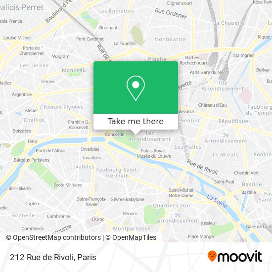 Mapa 212 Rue de Rivoli