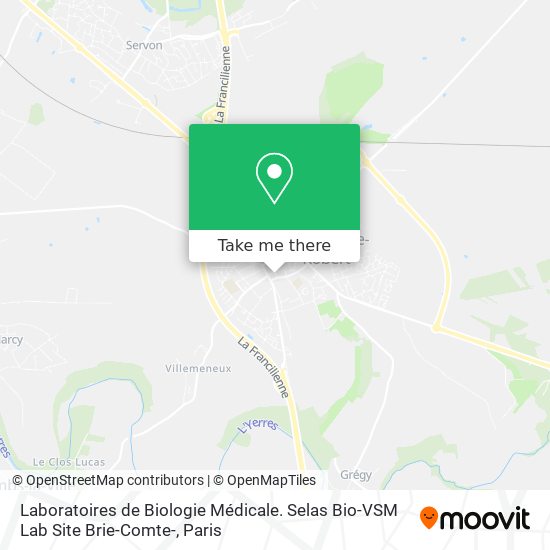 Laboratoires de Biologie Médicale. Selas Bio-VSM Lab Site Brie-Comte- map