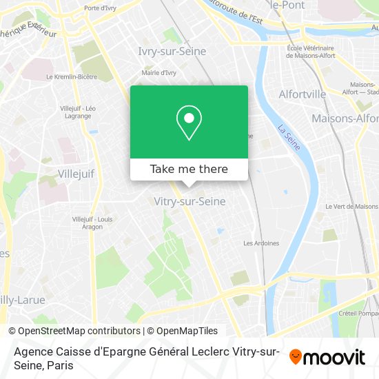 Mapa Agence Caisse d'Epargne Général Leclerc Vitry-sur-Seine