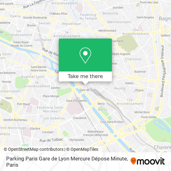 Parking Paris Gare de Lyon Mercure Dépose Minute map