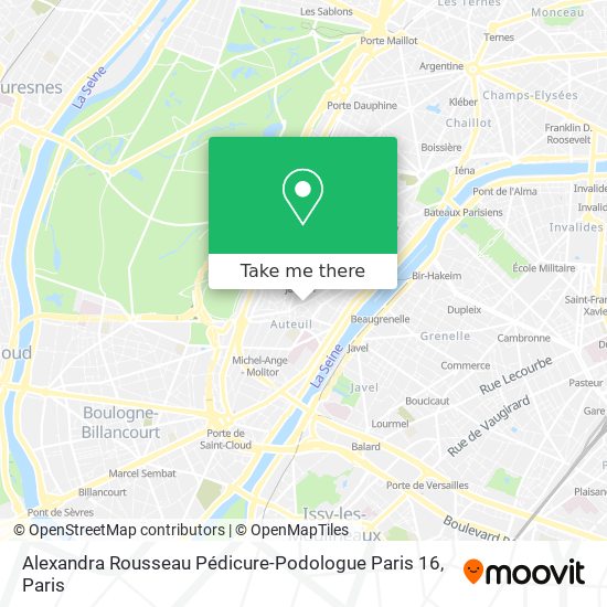 Mapa Alexandra Rousseau Pédicure-Podologue Paris 16