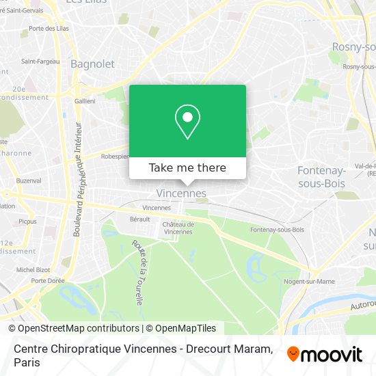 Mapa Centre Chiropratique Vincennes - Drecourt Maram