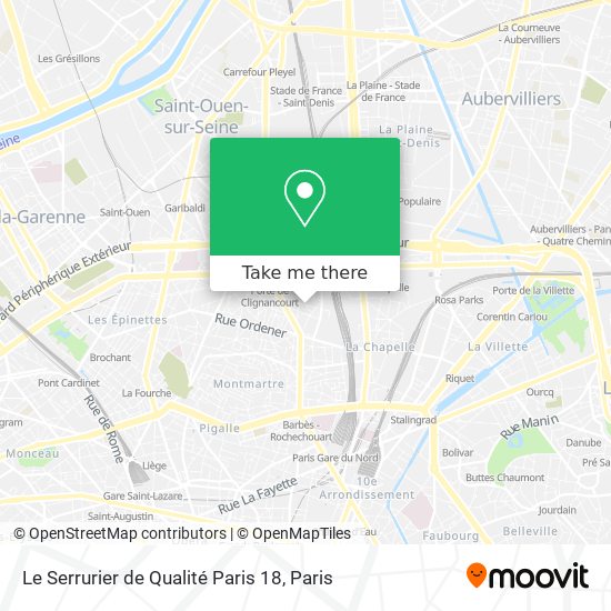 Le Serrurier de Qualité Paris 18 map