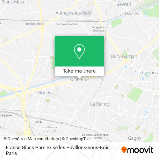 Mapa France Glass Pare Brise les Pavillons-sous-Bois