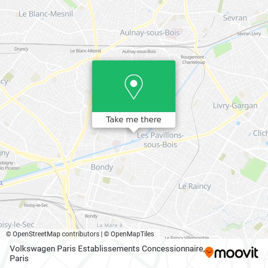 Volkswagen Paris Establissements Concessionnaire map