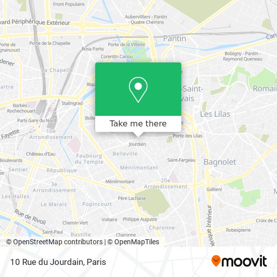 Mapa 10 Rue du Jourdain