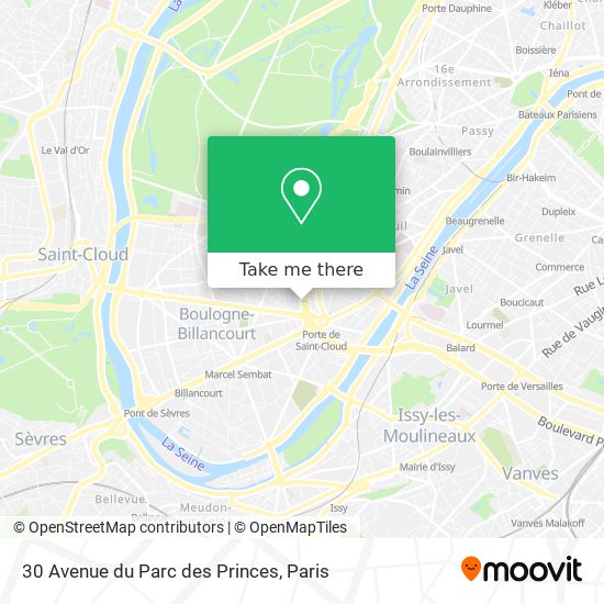 Mapa 30 Avenue du Parc des Princes