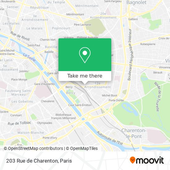 Mapa 203 Rue de Charenton