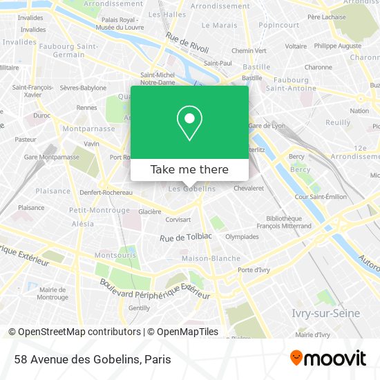 Mapa 58 Avenue des Gobelins