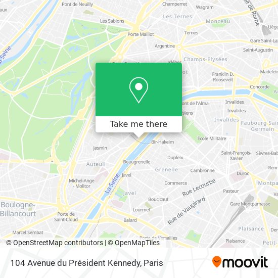 Mapa 104 Avenue du Président Kennedy