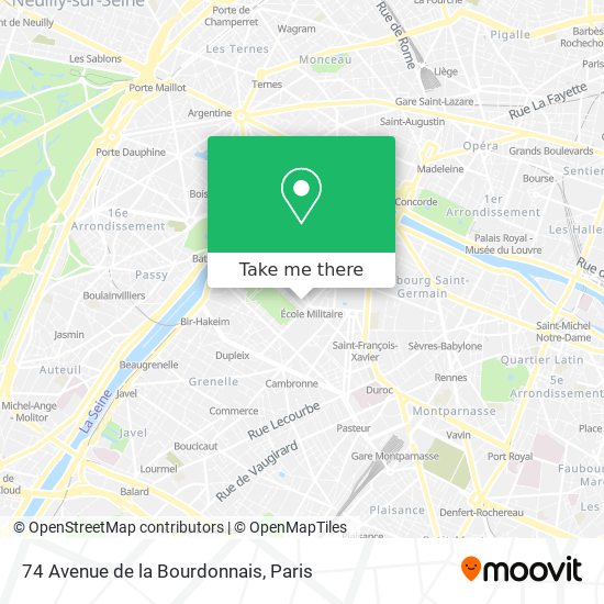 Mapa 74 Avenue de la Bourdonnais