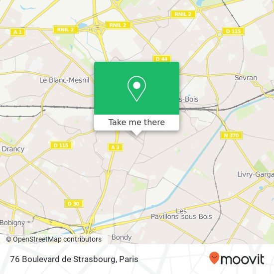 Mapa 76 Boulevard de Strasbourg