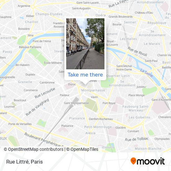 How to get to Rue Littré in Paris by Bus, Metro, Train, RER or