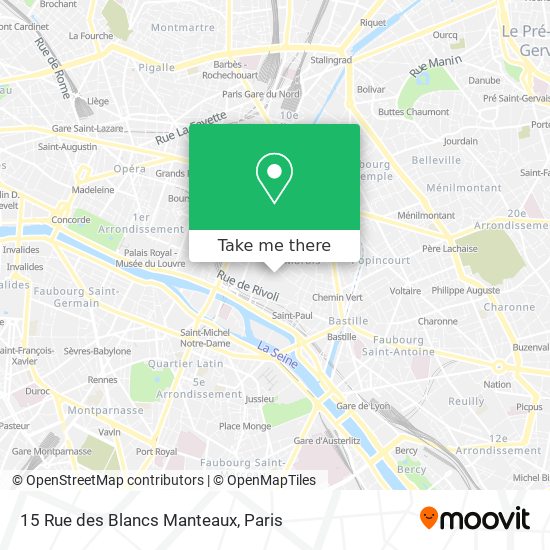 Mapa 15 Rue des Blancs Manteaux