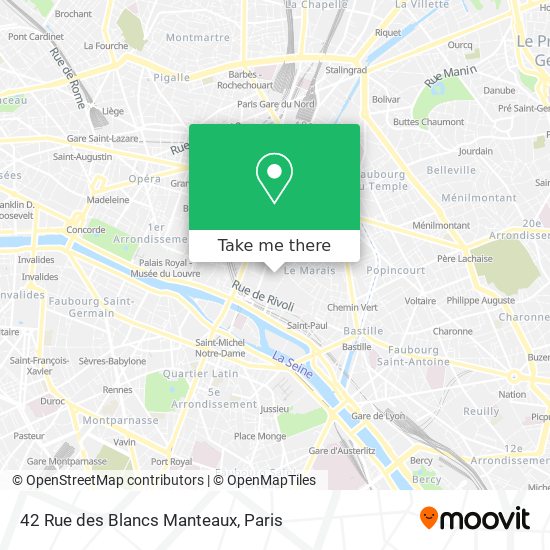 Mapa 42 Rue des Blancs Manteaux