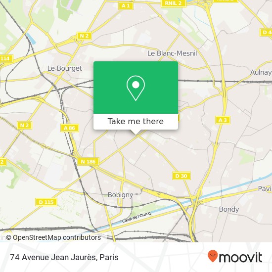 Mapa 74 Avenue Jean Jaurès