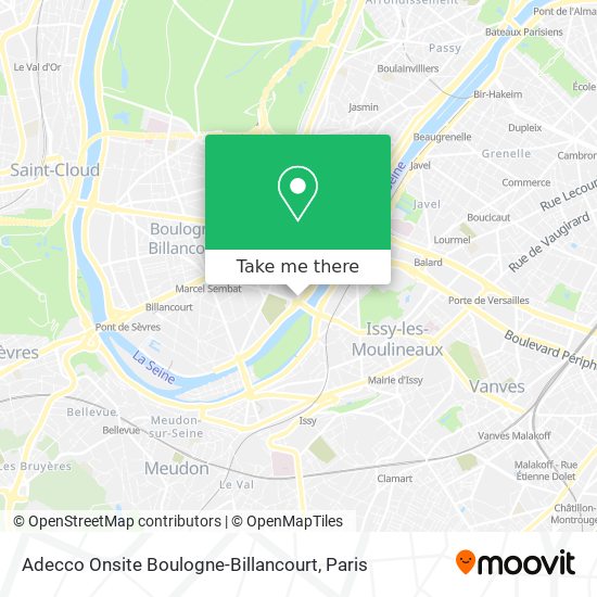 Mapa Adecco Onsite Boulogne-Billancourt