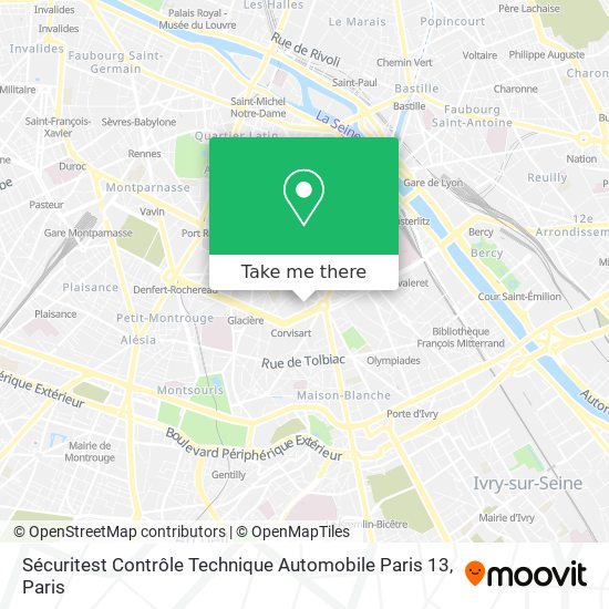 Mapa Sécuritest Contrôle Technique Automobile Paris 13
