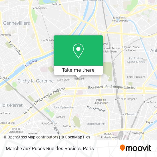 Mapa Marché aux Puces Rue des Rosiers