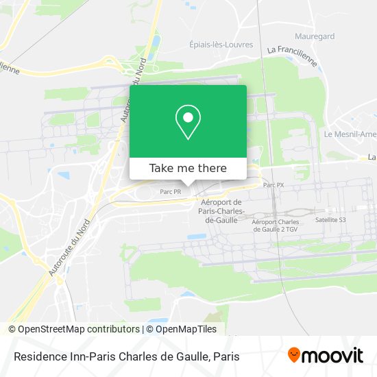 Mapa Residence Inn-Paris Charles de Gaulle