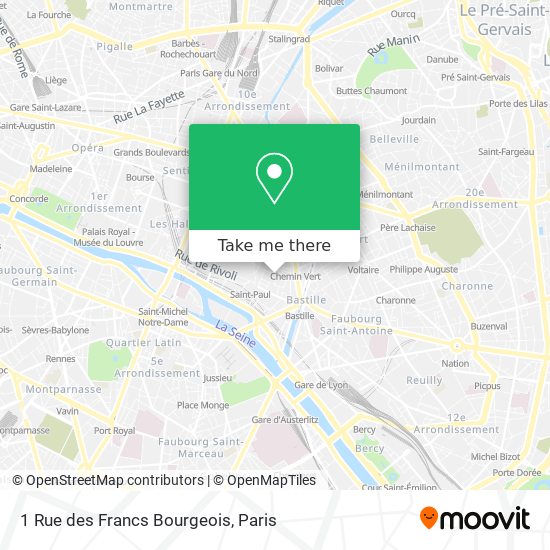 Mapa 1 Rue des Francs Bourgeois