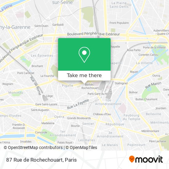 Mapa 87 Rue de Rochechouart